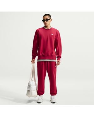 Nike Club Cuffed Brushed Fleece Pants - Red