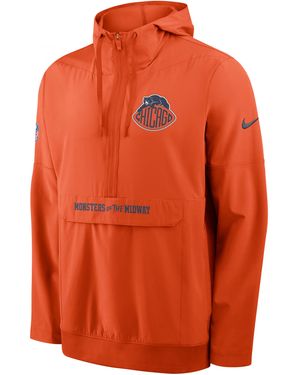 Nike Chicago Bears Rivalries Collection Sideline Anorak Nfl 1/2-Zip Hooded Jacket - Orange