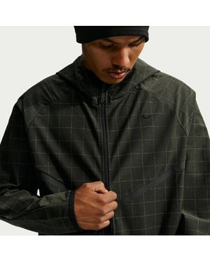 Nike Tech Loose Dri-Fit Shori Knit Full-Zip All-Over-Print Jacket - Black
