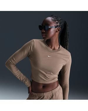 Nike Maglia Corta Slim Fit A Manica Lunga Sportswear Chill Knit – Donna - Marrone