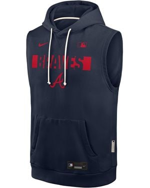Nike Atlanta Braves Authentic Collection Standard Issue Dri-Fit Mlb Sleeveless Pullover Hoodie - Blue