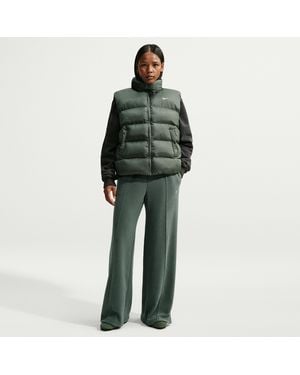 Nike Studio Fleece Medium-Weight Plush Mid-Rise Wide-Leg Pants - Green