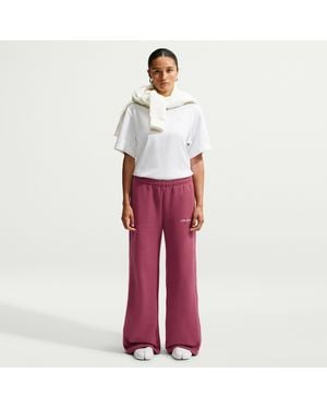 Nike Studio Fleece Medium Weight Mid-Rise Wide-Leg Pants - Red