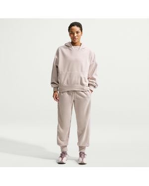 Nike One Therma-Fit Mid-Rise Fleece Jogger Pants - Natural