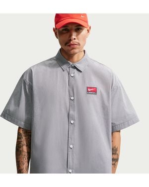 Nike Life Short-Sleeve Button-Down Top - Gray