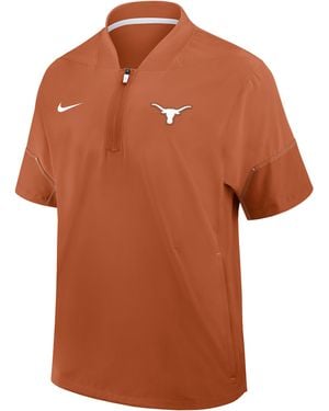 Nike Texas Sideline Coach College 1/2-Zip Short-Sleeve Hooded Jacket - Brown