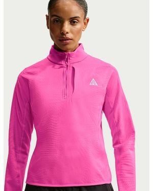 Nike Acg "Wolf Grid" Therma-Fit 1/2-Zip Hiking Top - Pink