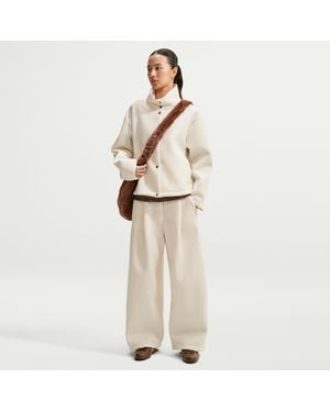 Nike Article Fleece Oversized Mid-Rise Wide-Leg Pants - Natural