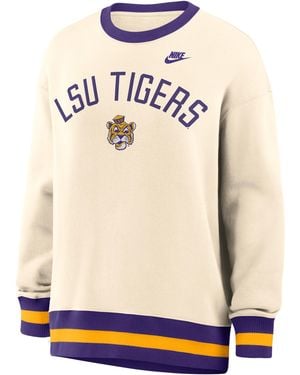 Nike Lsu Legacy College Oversized Pullover Crew - Natural