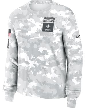 Nike New Orleans Saints Salute To Service Edge Lockup Dri-fit Nfl Long-sleeve T-shirt - Gray