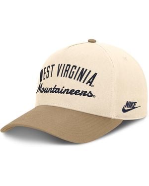 Nike West Virginia Legacy Rise College A-Frame Adjustable Hat - Natural
