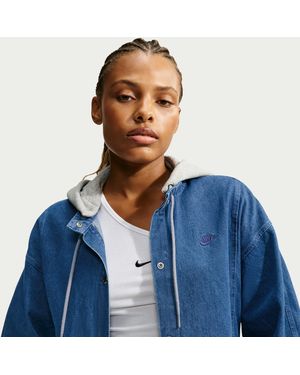 Nike Sportswear Loose Heavyweight Fleece Denim Jacket - Blue
