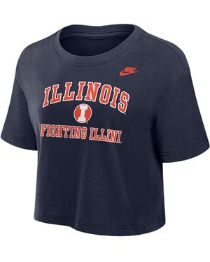 Nike Illinois Fighting Illini Dri-Fit Cropped T-Shirt - Blue