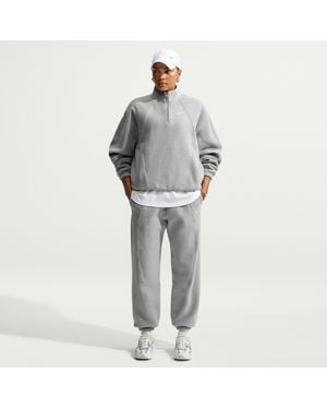 Nike Studio Fleece Heavyweight Plush Oversized High-Rise Pants - Gray