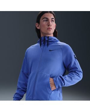 Nike ' Therma Therma-Fit Full-Zip Fitness Top - Blue