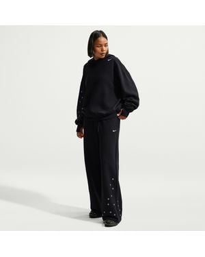 Nike Studio Fleece Weight Mid-Rise Wide-Leg Pants - Black