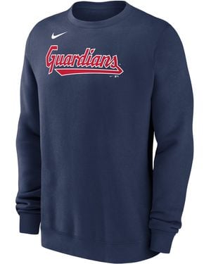 Nike Cleveland Guardians Wordmark Mlb Pullover Crew - Blue