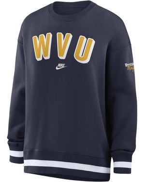 Nike West Virginia Legacy Phoenix College Oversized Pullover Crew - Blue