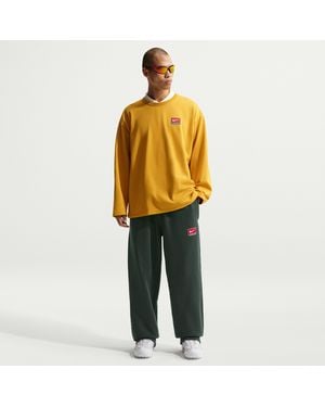 Nike Solo Swoosh Fleece Open-Hem Pants - Metallic