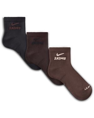 Nike Skims Dri-Fit Quarter Socks (3 Pairs) - Brown