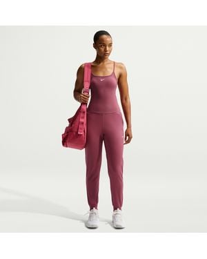 Nike One High-Waisted Full-Length Knit Jogger Pants - Red