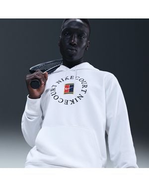 Nike Court Heritage Dri-Fit French Terry Tennis Pullover Hoodie - Blue