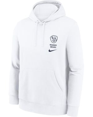Nike Milwaukee Brewers Minimal Club Mlb Pullover Hoodie - White