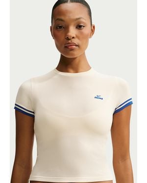 Nike Skims Stretch Knit Cropped Crew-Neck Top - White