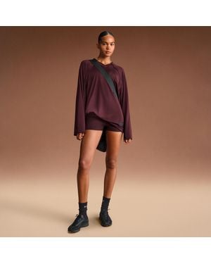 Nike 'Sskims Shine Mid-Rise 2" Boyshorts With Drawcord - Purple