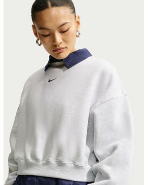 Nike Studio Fleece Medium Weight Oversized Cropped Crew - Gray