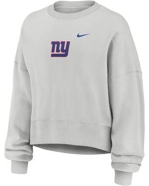 Nike New York Giants Primetime Phoenix Nfl Oversized Pullover Crew - Gray