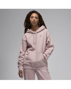 Nike Flight Fleece Satin-lined Pullover Hoodie - Pink