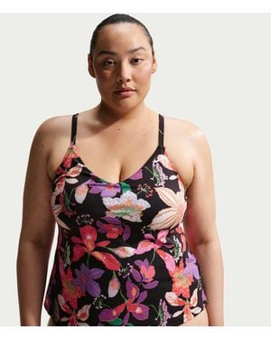 Nike Swim V-Neck Tank Topini (Plus Size) - Red