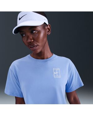 Nike Slam Dri-Fit Short-Sleeve Cropped Tennis T-Shirt - Blue