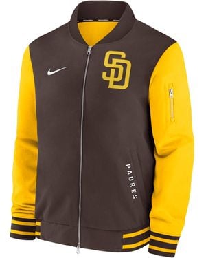 Nike San Diego Padres Authentic Collection Dugout Mlb Full-Zip Bomber Jacket - Brown