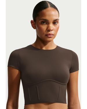 Nike Skims Matte Corset Cropped Top - Brown