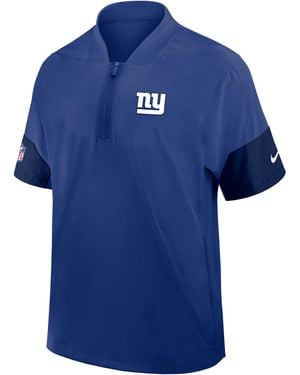 Nike New York Giants Sideline Coach Nfl 1/2-Zip Short-Sleeve Hooded Jacket - Blue