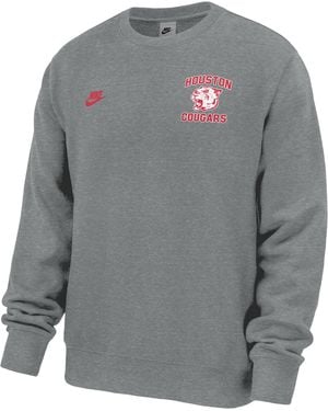 Nike Houston Cougars Club Football Fleece Crew-Neck Sweatshirt - Gray