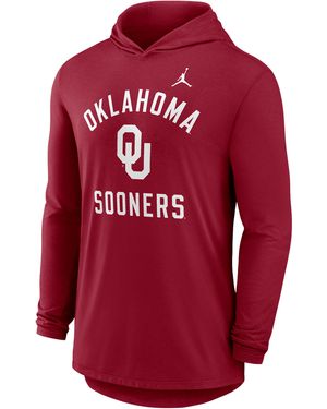 Nike Oklahoma Campus Arch Brand Dri-Fit College Long-Sleeve Hooded T-Shirt - Red