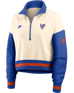 Nike Florida Legacy College Cropped Oversized 1/4-Zip Crew - Blue