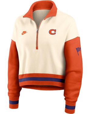 Nike Clemson Legacy College Cropped Oversized 1/4-Zip Crew - Orange