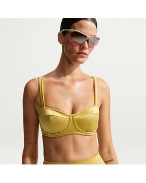 Nike Skims Satin Shine Padded Picot Sports Bra - Green