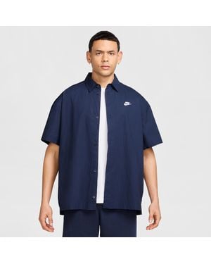 Nike Club Short-Sleeve Button-Down Shirt - Blue