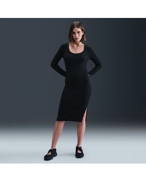 Nike Sportswear Chill Knit Tight Long-Sleeve Midi Mini-Rib Dress - Blue