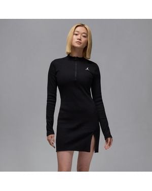 Nike Nike 1/2-Zip Long-Sleeve Knit Dress - Black
