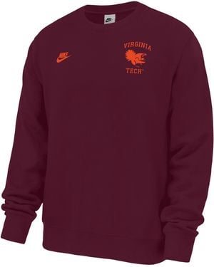 Nike Virginia Tech Hokies Club Football Fleece Crew-Neck Sweatshirt - Purple
