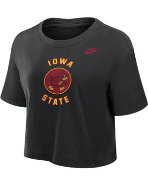 Nike Iowa State Cyclones Dri-Fit Cropped T-Shirt - Black