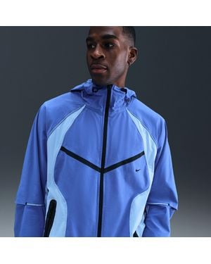 Nike Tech Dri-Fit Woven Color-Block Windrunner Loose Jacket - Blue