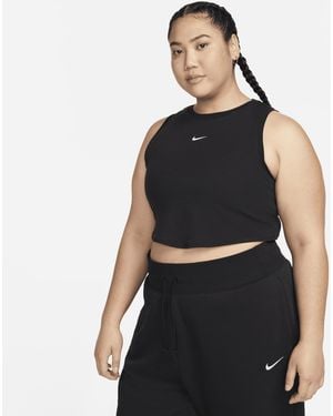 Nike Sportswear Chill Knit Tight Cropped Mini-Rib Tank Top - Black