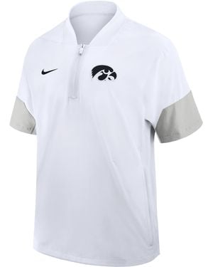 Nike Iowa Sideline Coach College 1/2-Zip Short-Sleeve Hooded Jacket - Blue